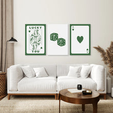 Load image into Gallery viewer, Retro Text Art Posters. Green Ace of Hearts Decor. Stretched Canvas For Living Room.
