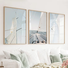 Load image into Gallery viewer, Nautical 3 Piece Wall Art. Sailing at Sea on a Yacht

