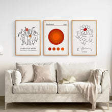 Load image into Gallery viewer, Picasso Set of 3 Prints Wall Decor. Thinwood Frames Over the Coach.
