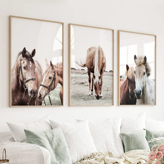 Horses. Modern Farmhouse Prints. Western Set of 3