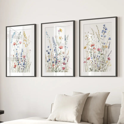 Botanical Colorful Large Poster Home Decor. Black Frames with Mat for Living Room.