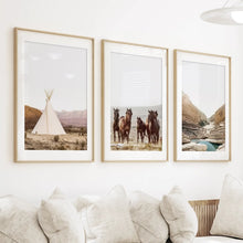 Load image into Gallery viewer, Native American Desert Landscape. Wall Art Set of 3 Prints
