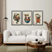 Load image into Gallery viewer, Funny Animal Print Best Selling Wall Art Set. Black Frames Over the Couch.
