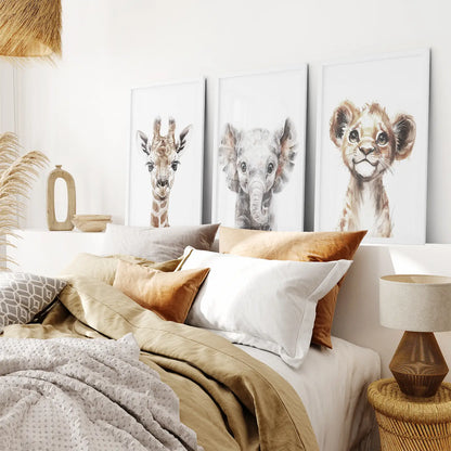 Best Selling Kids Room Decor Set of 3 Prints.White Frames for Bedroom.