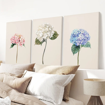 Spring Flowers Summer Wall Art Decor Poster Set. Stretched Canvas for Bedroom.