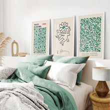 Load image into Gallery viewer, Set Of 3 Prints Gift Wall Art. White Frames Over the Bed.
