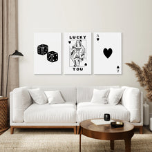 Load image into Gallery viewer, Lucky You Wall Art for Game Room. Wrapped Canvas Over the sofa.
