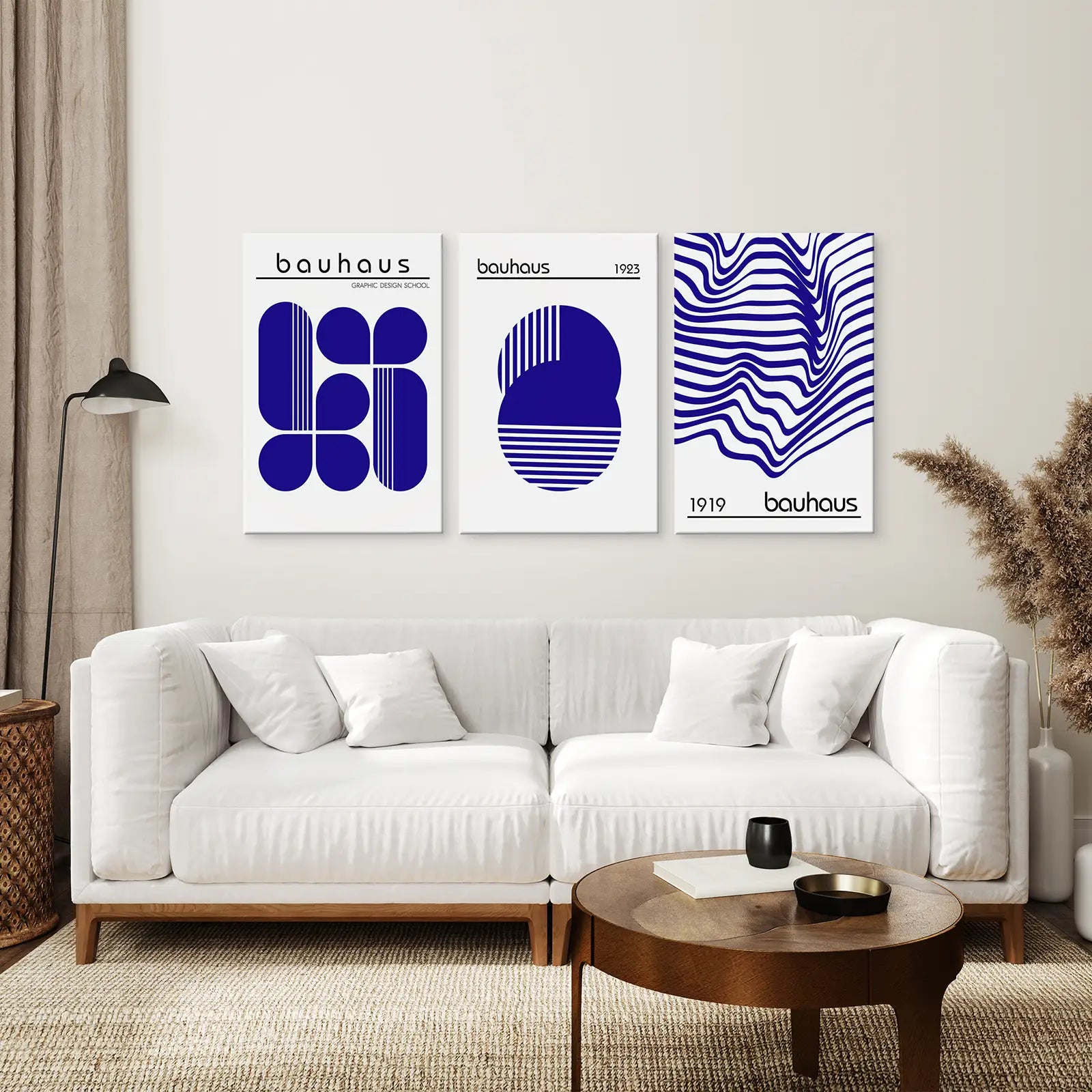 Colorful Minimalist Canvas Wall Art Decor. Stretched Canvas Above the Sofa.