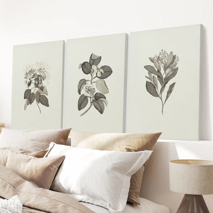Trendy Botanical Wall Art Gift for Home Floral Posters. Wrapped Canvas Over the Bed.