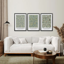 Load image into Gallery viewer, Morris Flower Exhibition Posters Home Decor. Black Frames Over the Coach.
