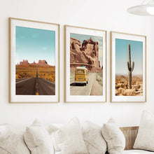 Load image into Gallery viewer, Arizona Desert Travel Art. Grand Canyon, Retro Van, Cactus
