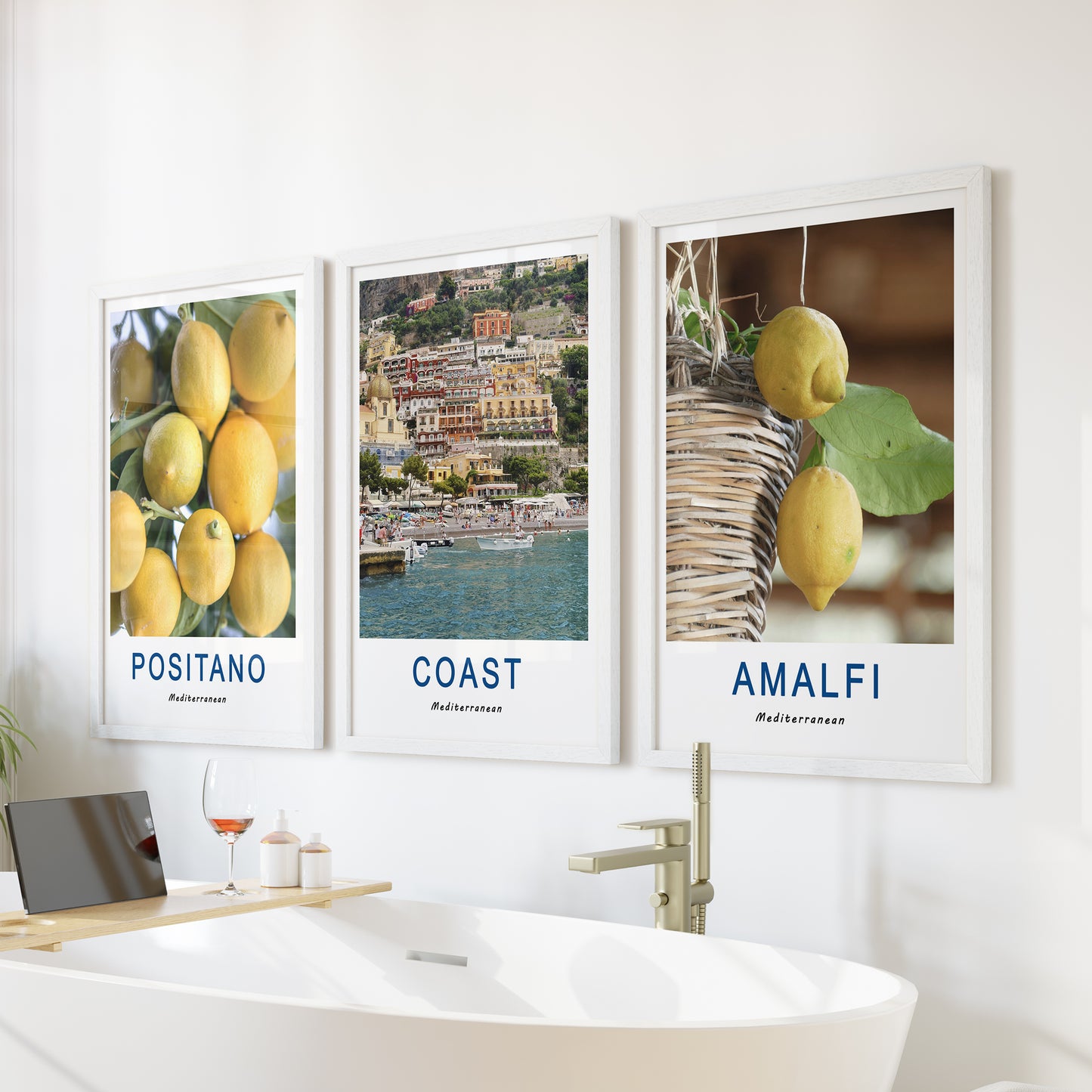 Italy Travel Decor Set of 3. Amalfi Lemons Wall Art Prints
