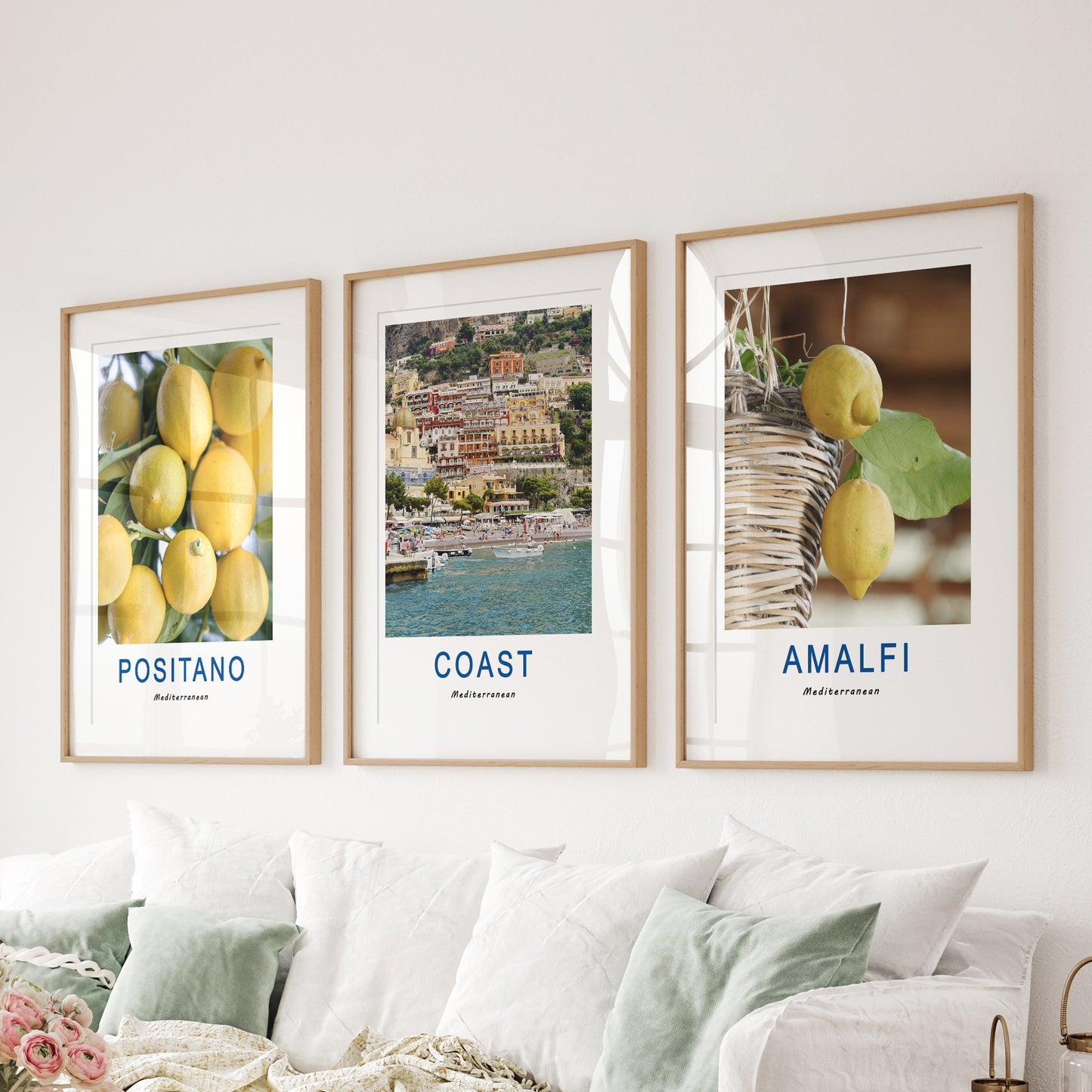 Italy Travel Decor Set of 3. Amalfi Lemons Wall Art Prints