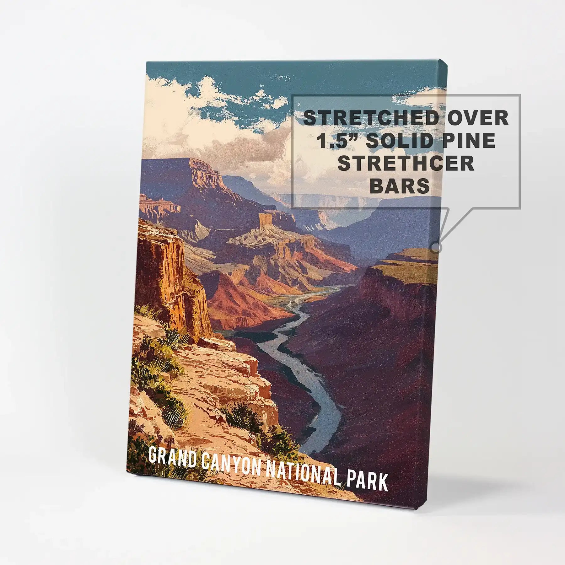 Unframed canvas wall art of an Arizona canyon panorama adds a clean, modern note suited to narrow walls or gallery-style hanging.