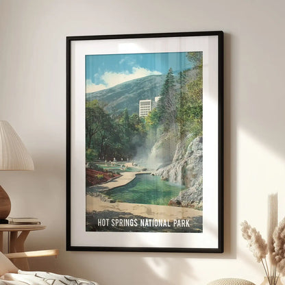 Single Arkansas nature print wall art in a black frame with a wide mat complements the family room as it hangs above the accent chair.