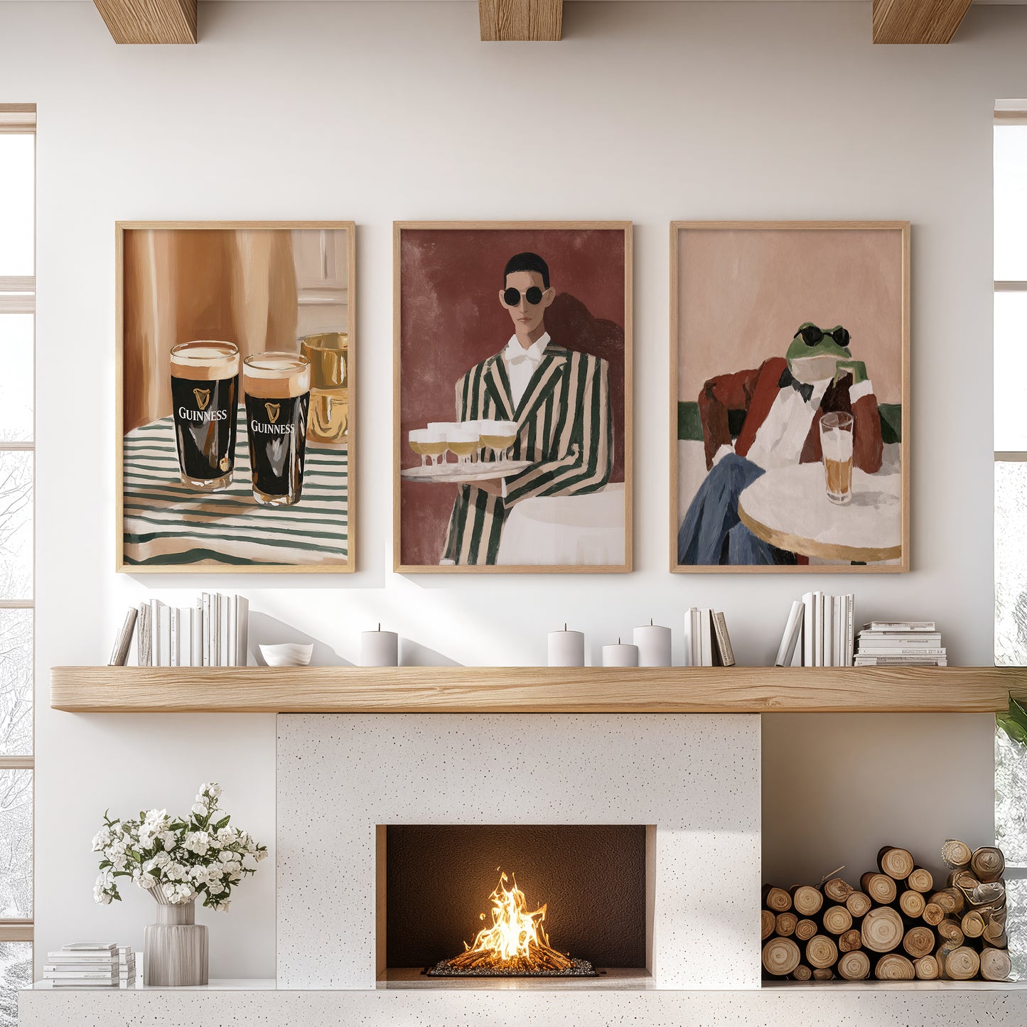 Bar Wall Art Set of 3. Whimsical Eclectic Kitchen Decor