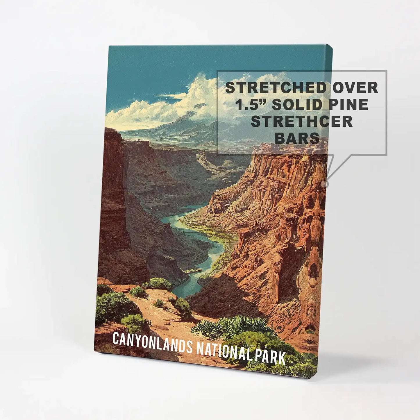 Utah rock pinnacles artwork printed on stretched canvas turns the canyon's strata into tactile wall art, ready to hang with clean, wraparound edges.