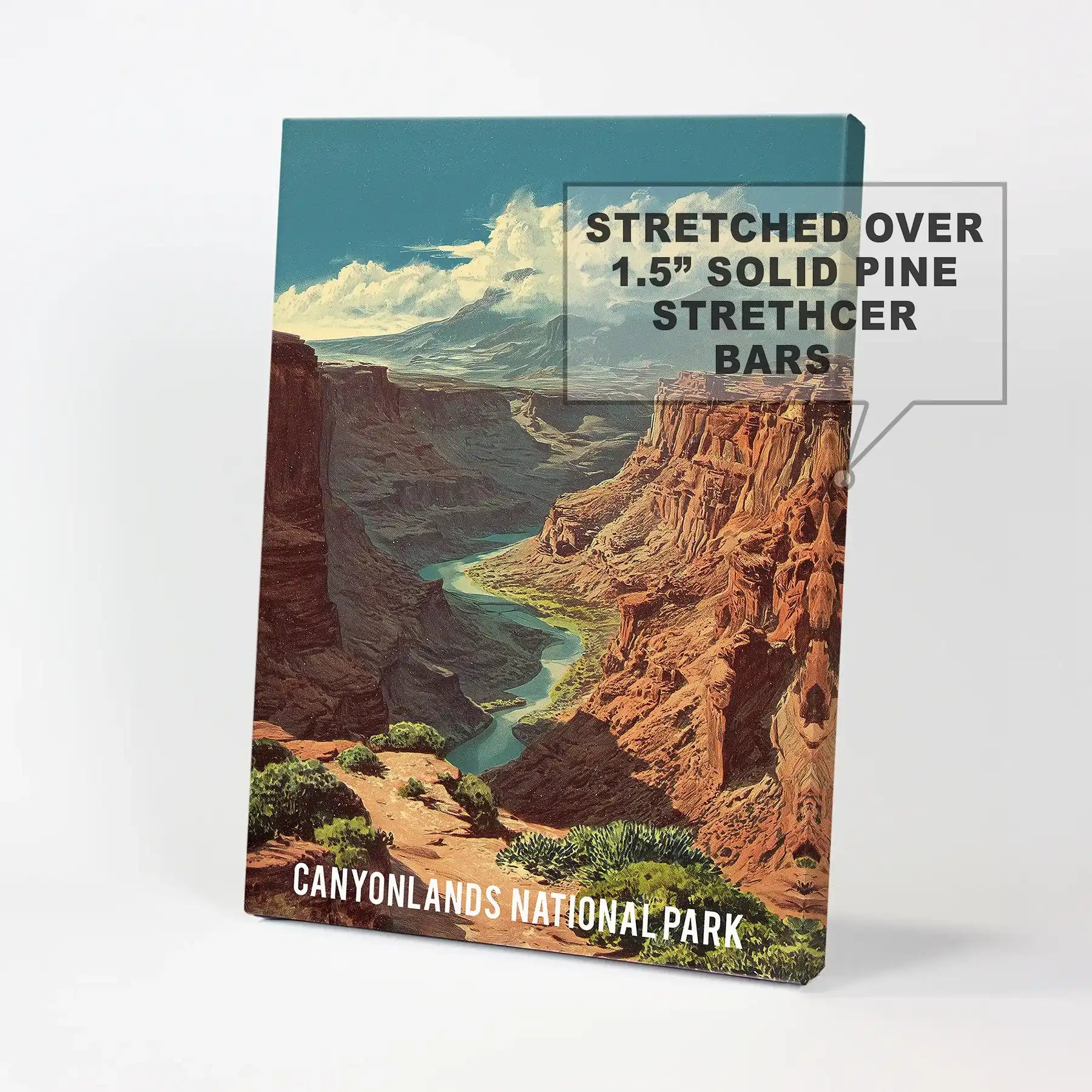 Utah rock pinnacles artwork printed on stretched canvas turns the canyon's strata into tactile wall art, ready to hang with clean, wraparound edges.