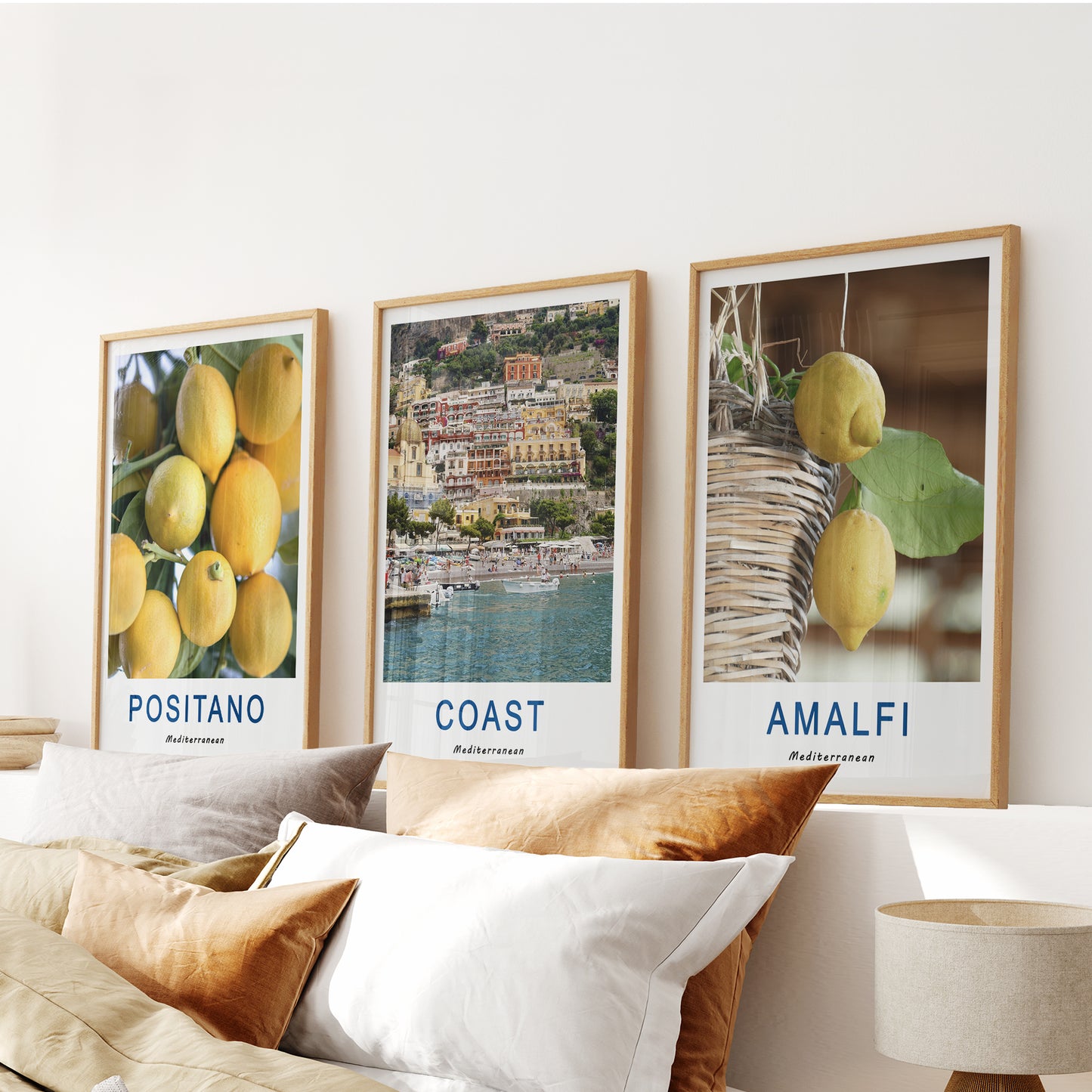 Italy Travel Decor Set of 3. Amalfi Lemons Wall Art Prints