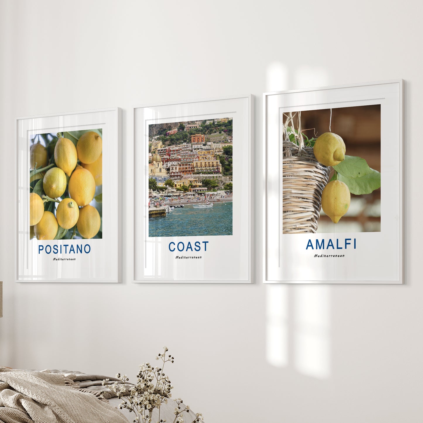 Italy Travel Decor Set of 3. Amalfi Lemons Wall Art Prints
