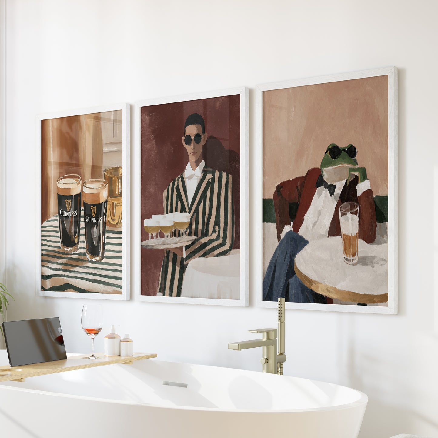 Bar Wall Art Set of 3. Whimsical Eclectic Kitchen Decor