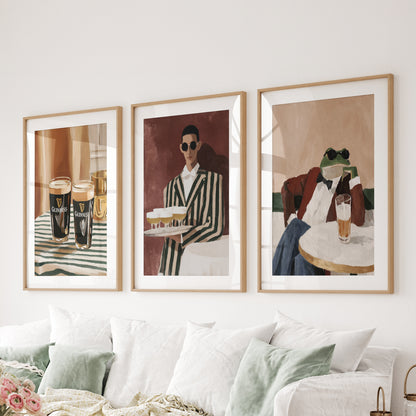 Bar Wall Art Set of 3. Whimsical Eclectic Kitchen Decor