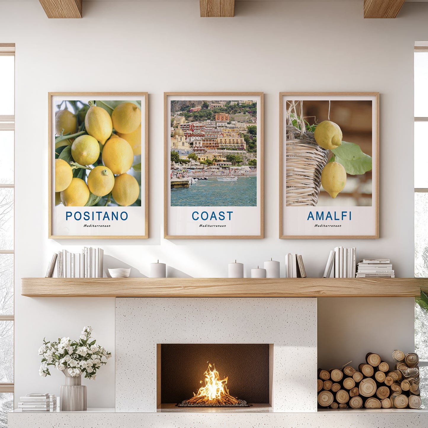 Italy Travel Decor Set of 3. Amalfi Lemons Wall Art Prints