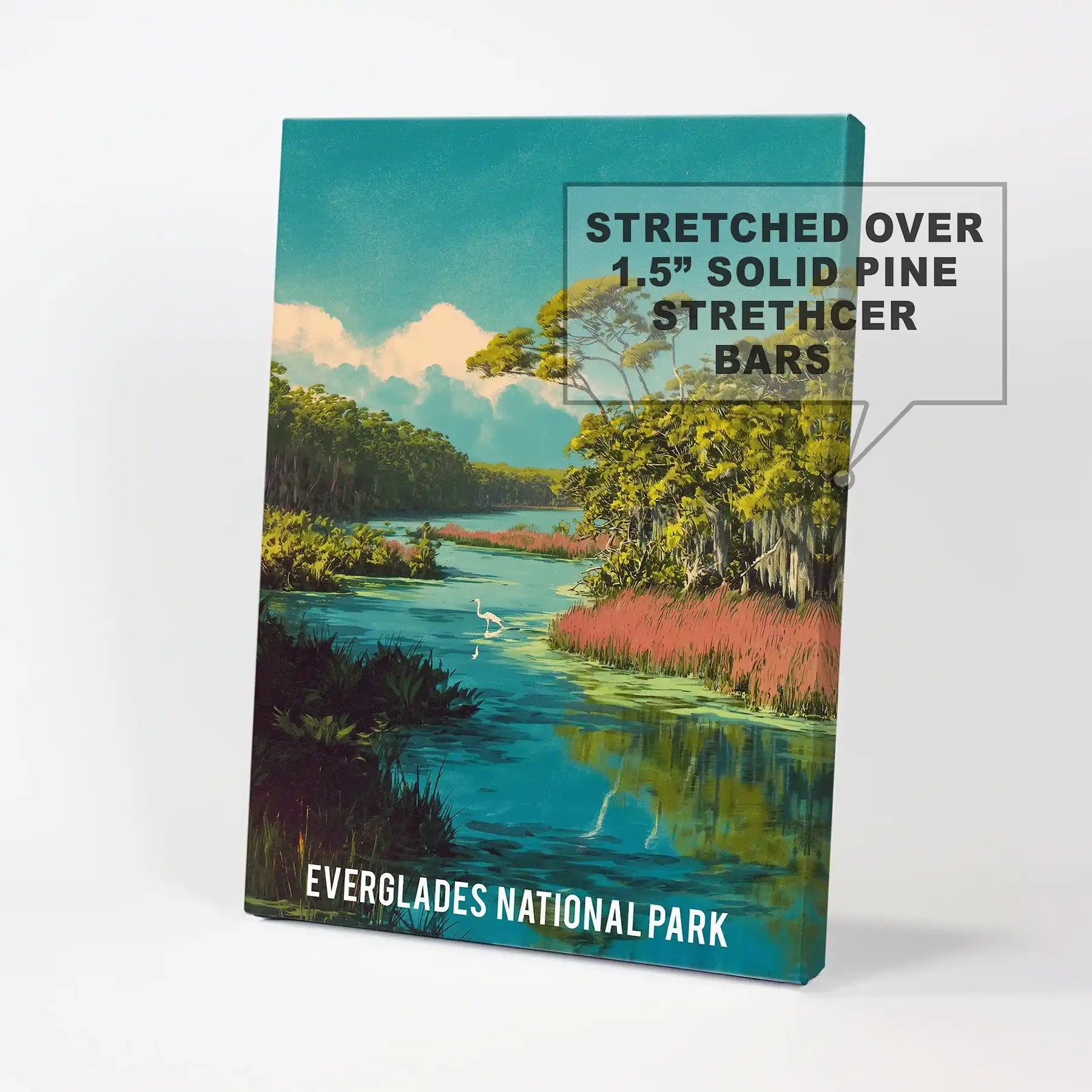 A ready-to-hang Everglades river canvas shows off fresh greens and blues, delivering an easy wall statement full of calm color.