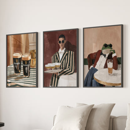 Bar Wall Art Set of 3. Whimsical Eclectic Kitchen Decor