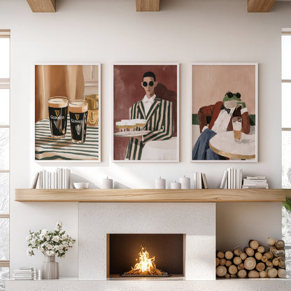 Bar Wall Art Set of 3. Whimsical Eclectic Kitchen Decor