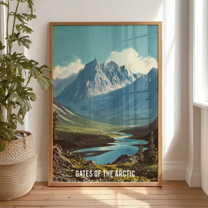 Rocky Mountain Spine peaks individual poster rests in a natural wood frame on the bedroom floor, an easy lean-to-display option before hanging.