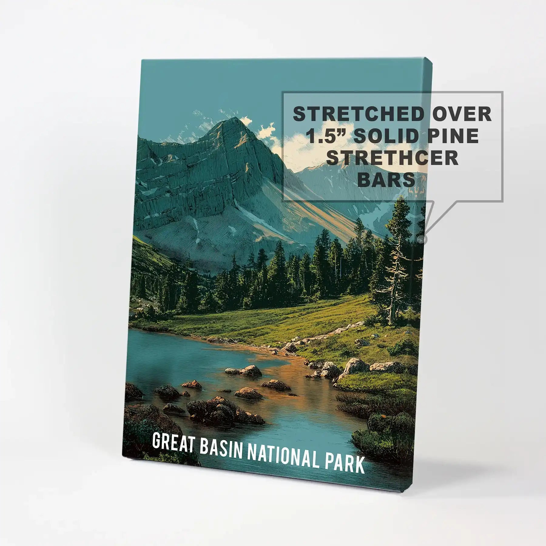 Canvas wall art showing Great Basin’s rugged peaks and pines, a ready-to-hang decorative centerpiece that anchors any landscape-themed space.