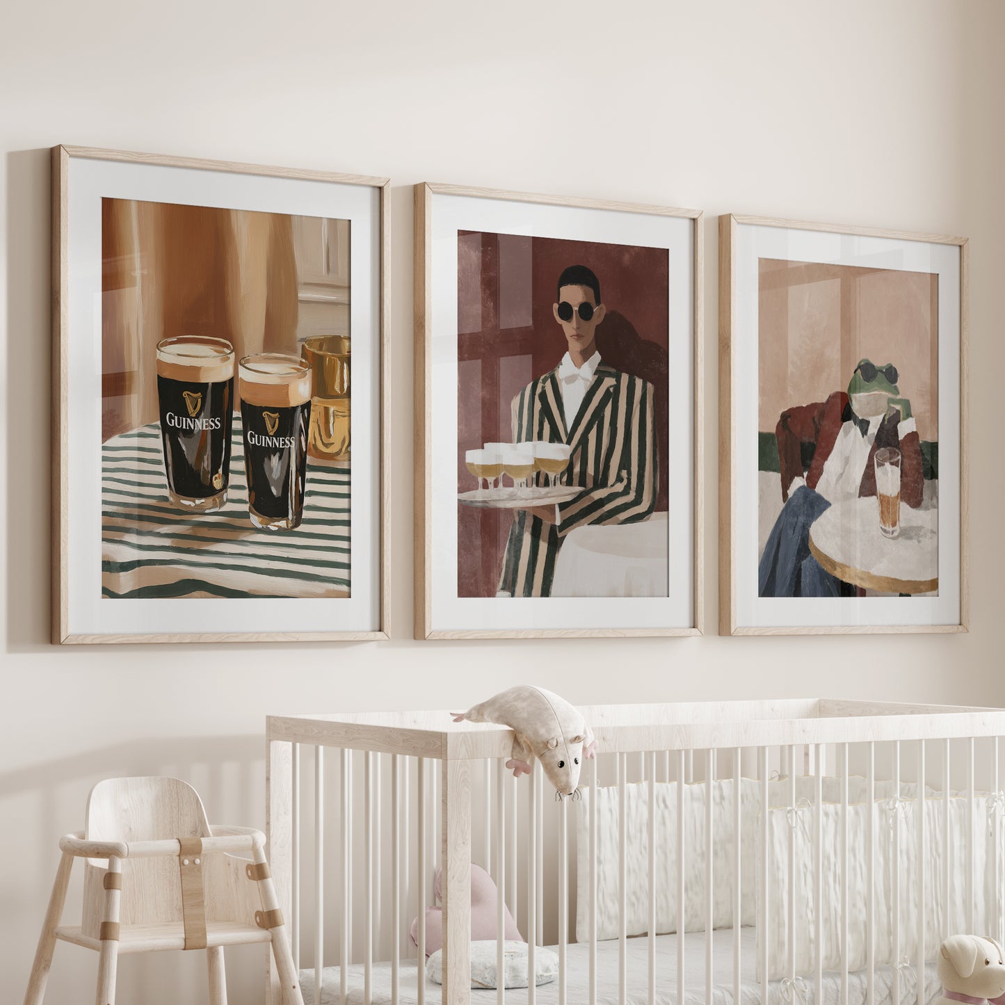 Bar Wall Art Set of 3. Whimsical Eclectic Kitchen Decor