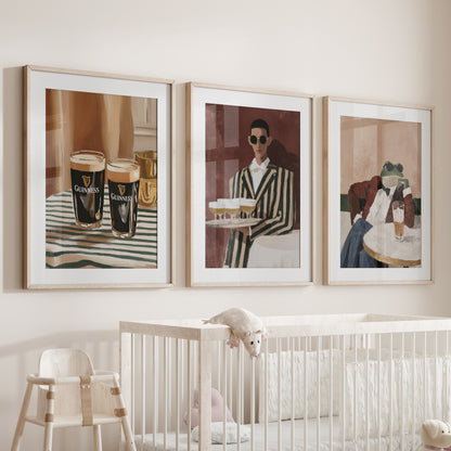 Bar Wall Art Set of 3. Whimsical Eclectic Kitchen Decor