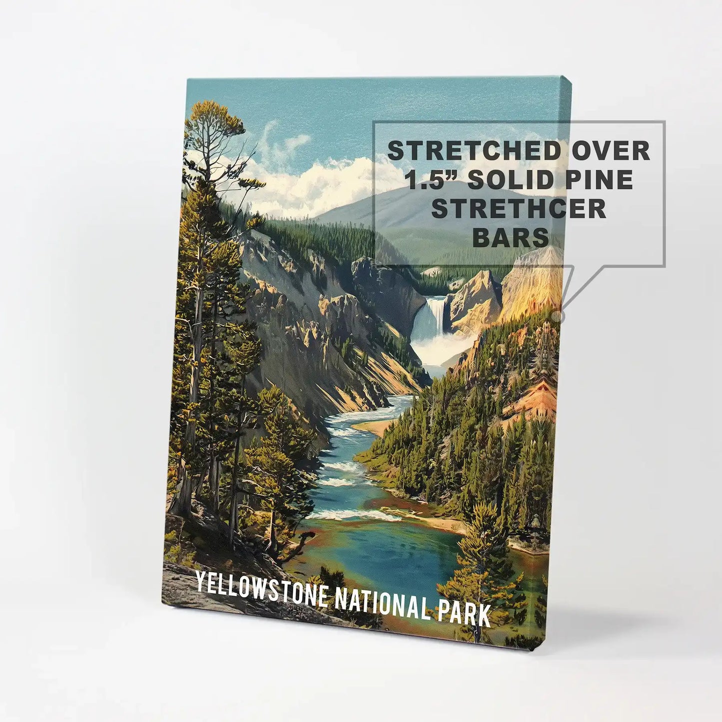 Colorful hot springs single panel wall art celebrates Yellowstone’s geothermal hues as a canvas print, ready to hang or mix into a travel wall.
