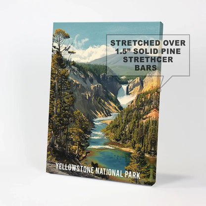 Colorful hot springs single panel wall art celebrates Yellowstone’s geothermal hues as a canvas print, ready to hang or mix into a travel wall.