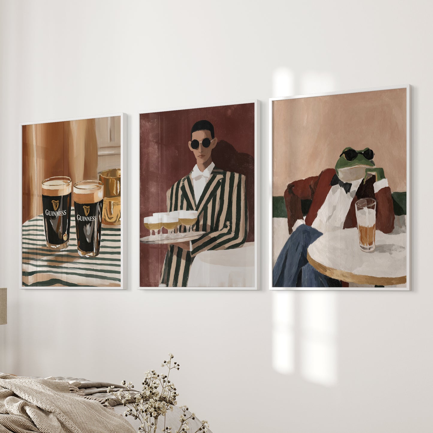 Bar Wall Art Set of 3. Whimsical Eclectic Kitchen Decor