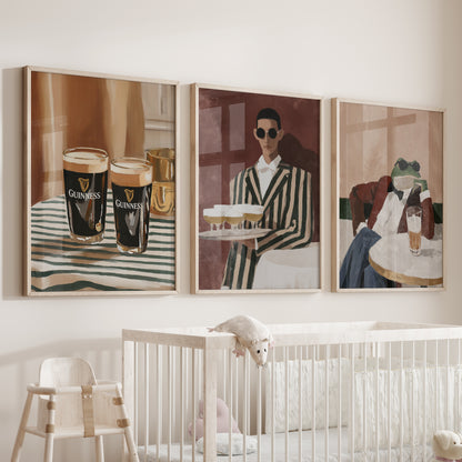 Bar Wall Art Set of 3. Whimsical Eclectic Kitchen Decor