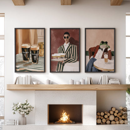 Bar Wall Art Set of 3. Whimsical Eclectic Kitchen Decor