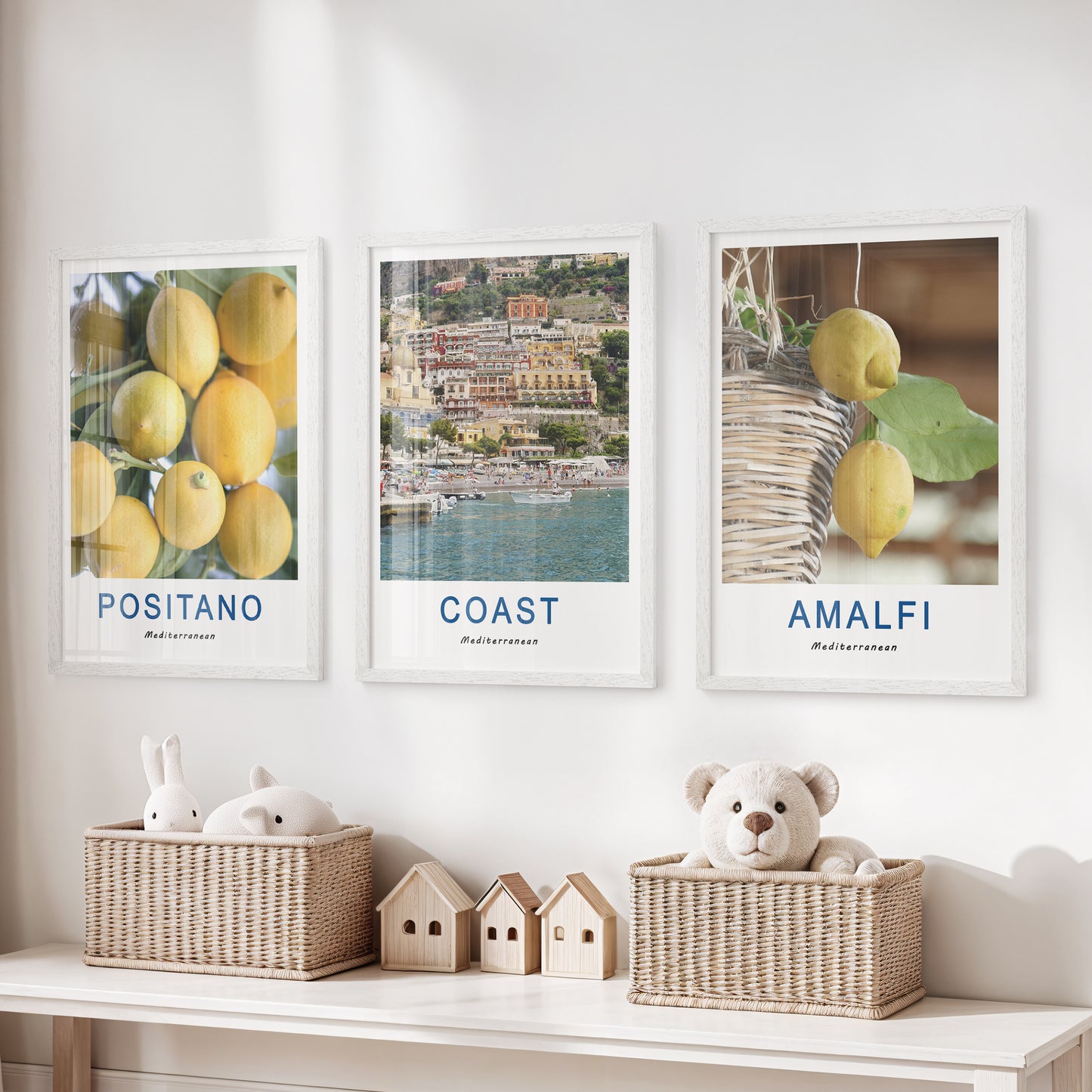 Italy Travel Decor Set of 3. Amalfi Lemons Wall Art Prints