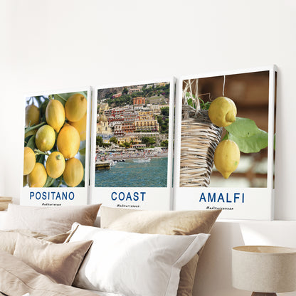Italy Travel Decor Set of 3. Amalfi Lemons Wall Art Prints