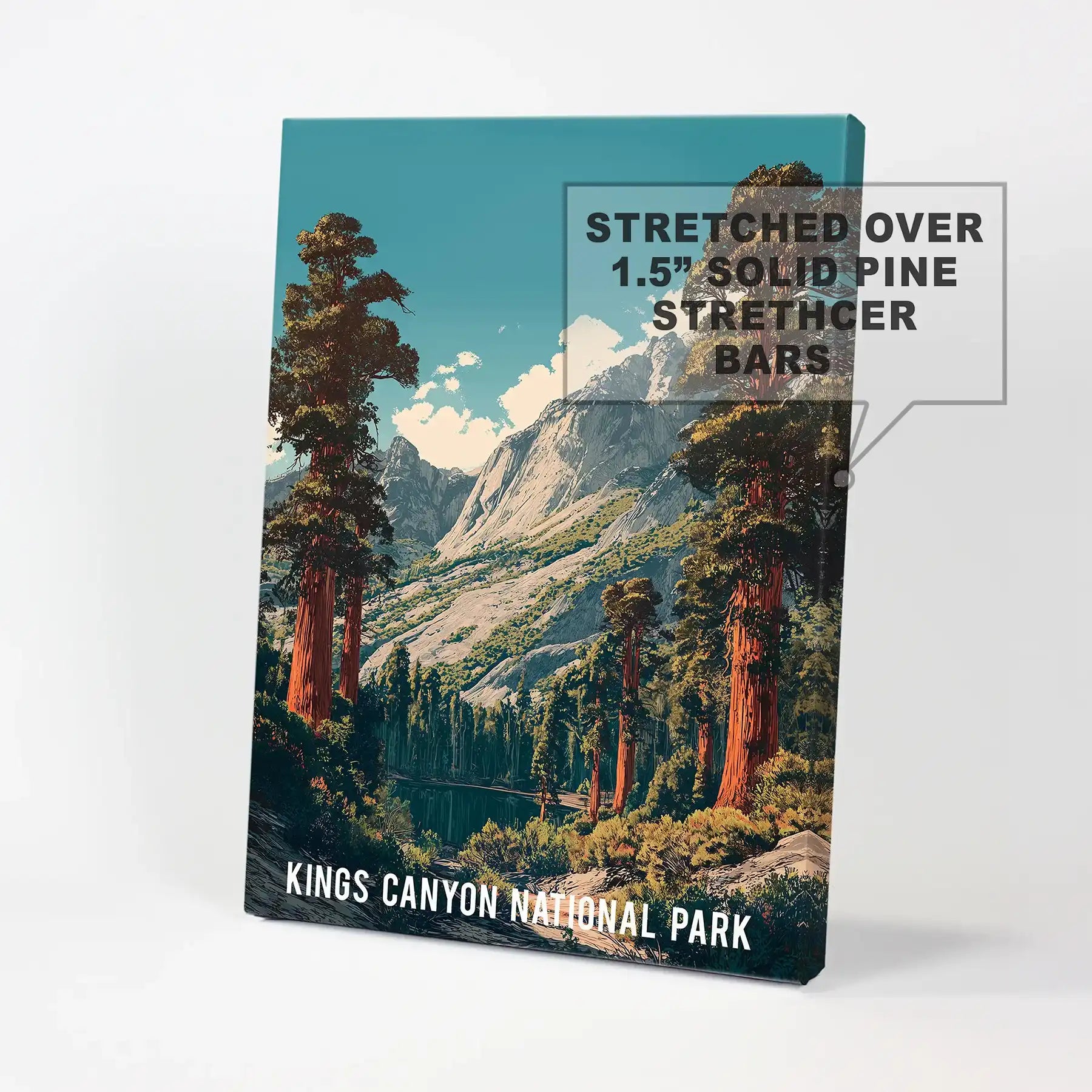 Sequoia forest grove picture print, reproduced as canvas wall art, brings textured depth and a timeless national park feel to the room.