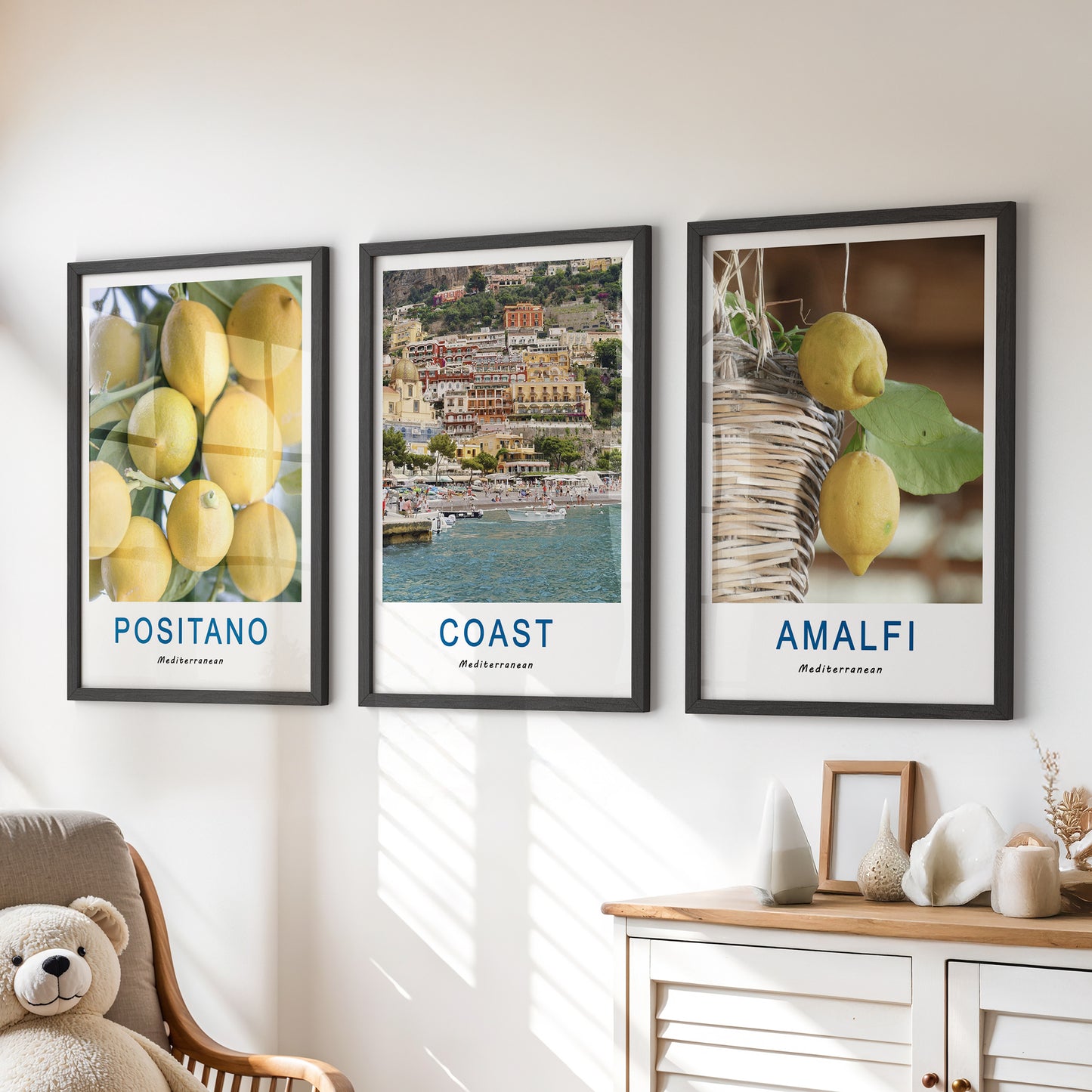 Italy Travel Decor Set of 3. Amalfi Lemons Wall Art Prints