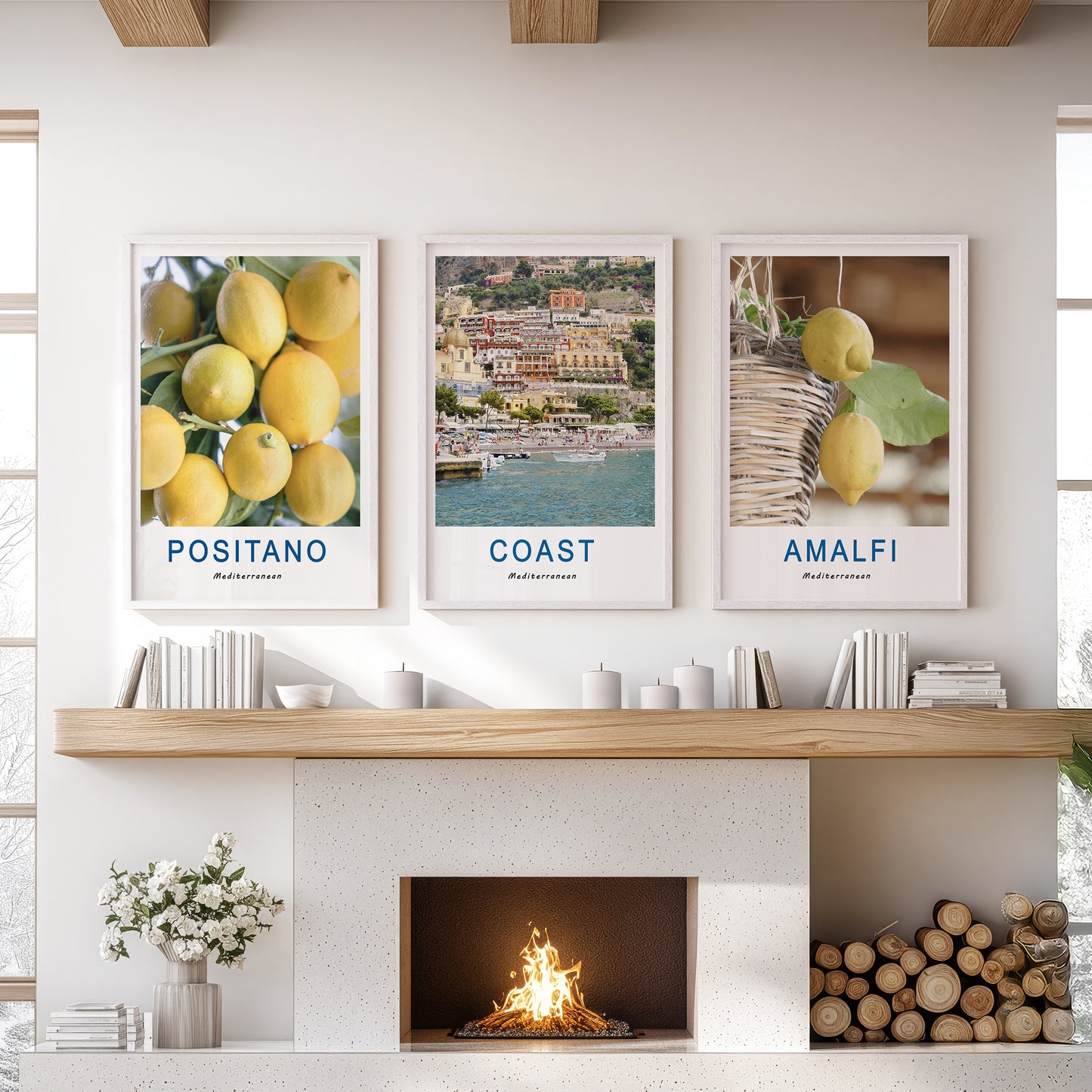 Italy Travel Decor Set of 3. Amalfi Lemons Wall Art Prints