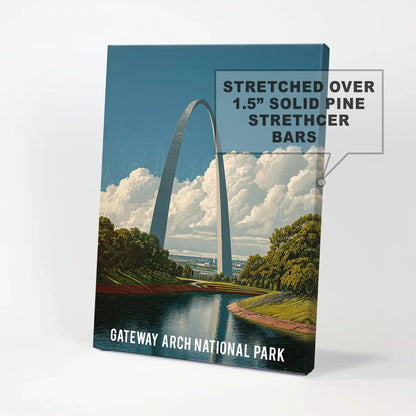 St. Louis Arch single wall art print on wrapped canvas arrives ready to hang, a clean modern accent that grounds the room with bold geometry.