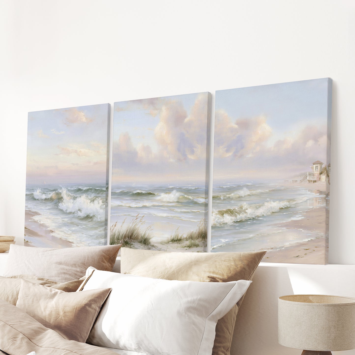 Beach Landscape Set of 3 Wall Decor. Serene Ocean Waves Prints