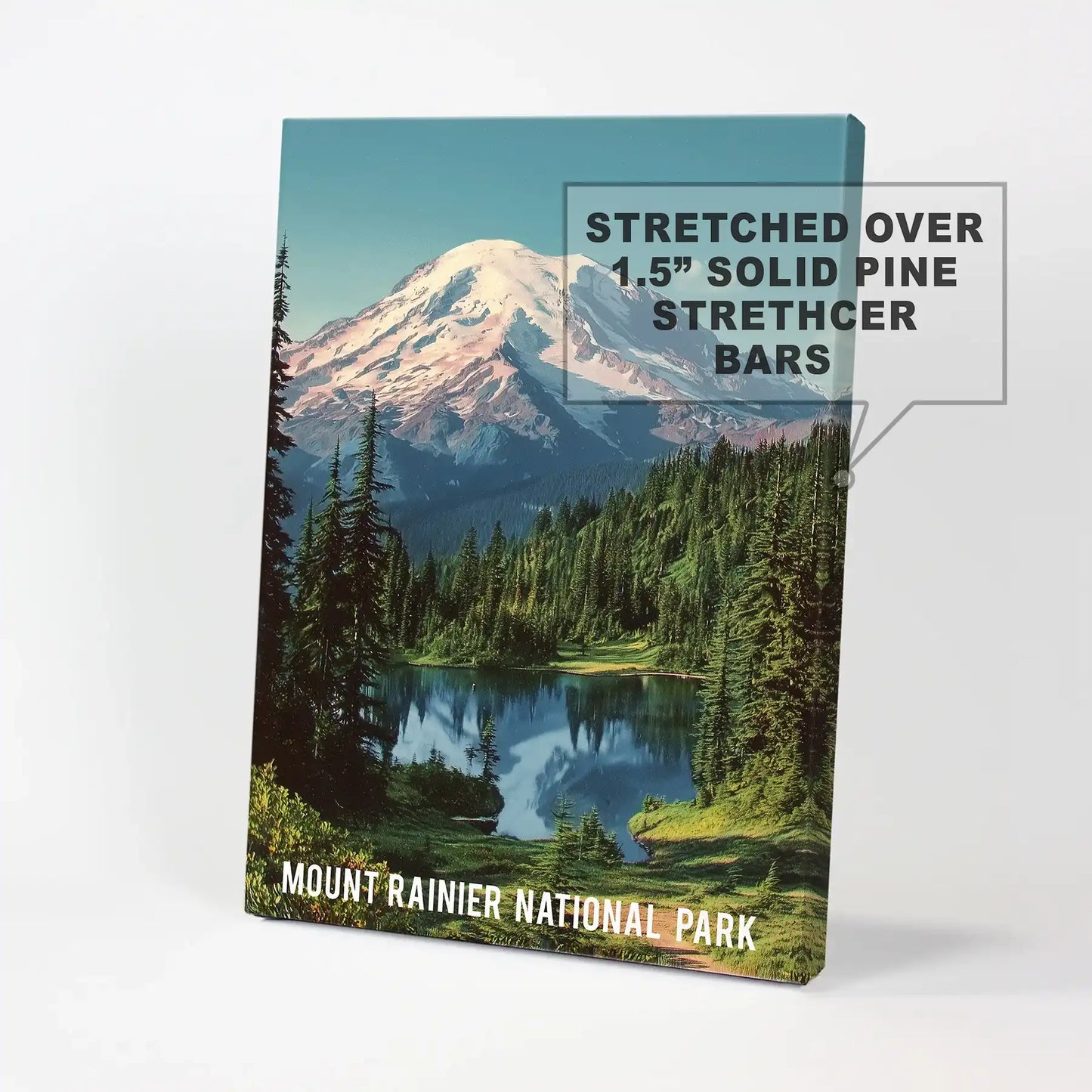 Carbon Glacier vista individual art print on unframed canvas showcases rugged ice and shadowed ridges, bringing bold national park wall art to any corner.