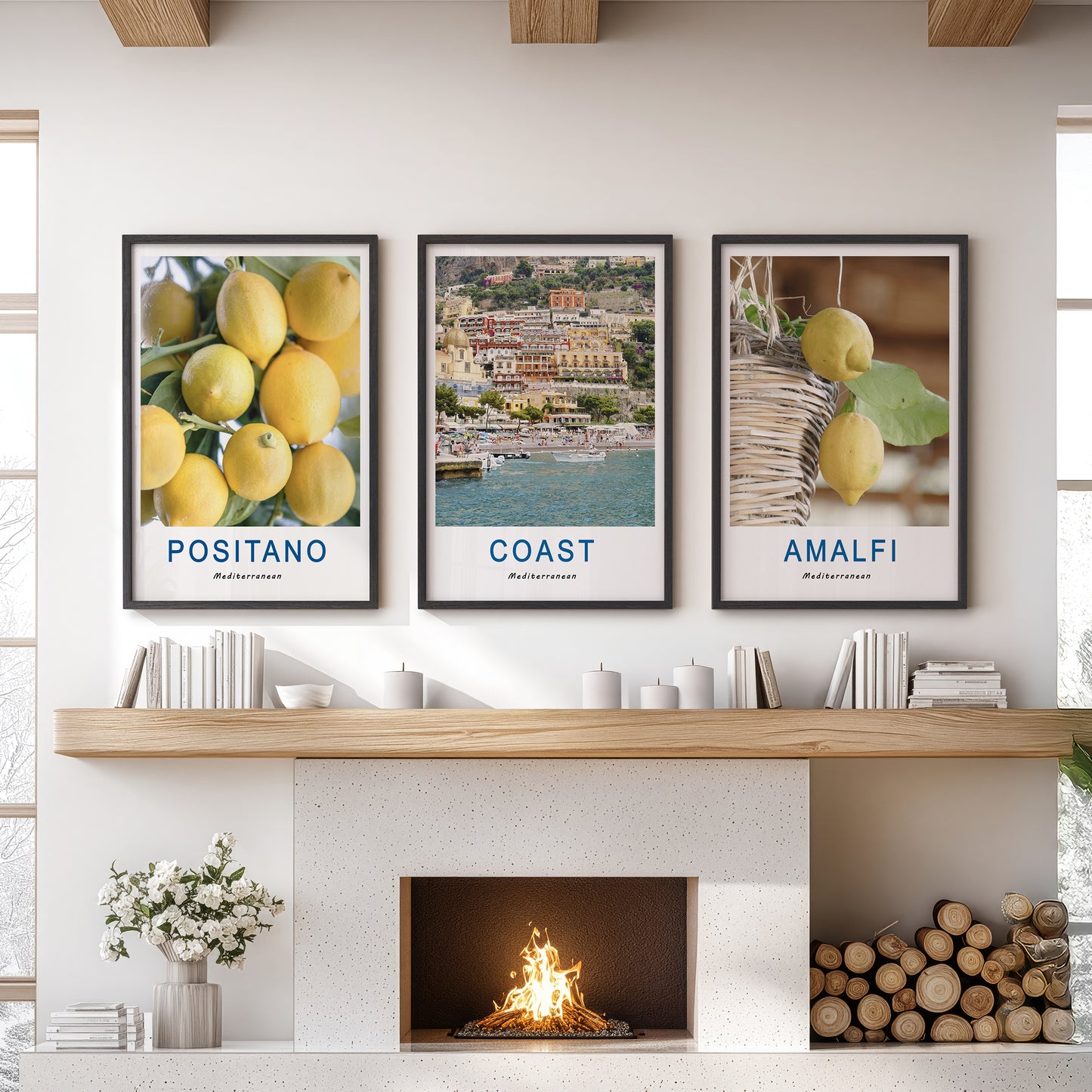 Italy Travel Decor Set of 3. Amalfi Lemons Wall Art Prints