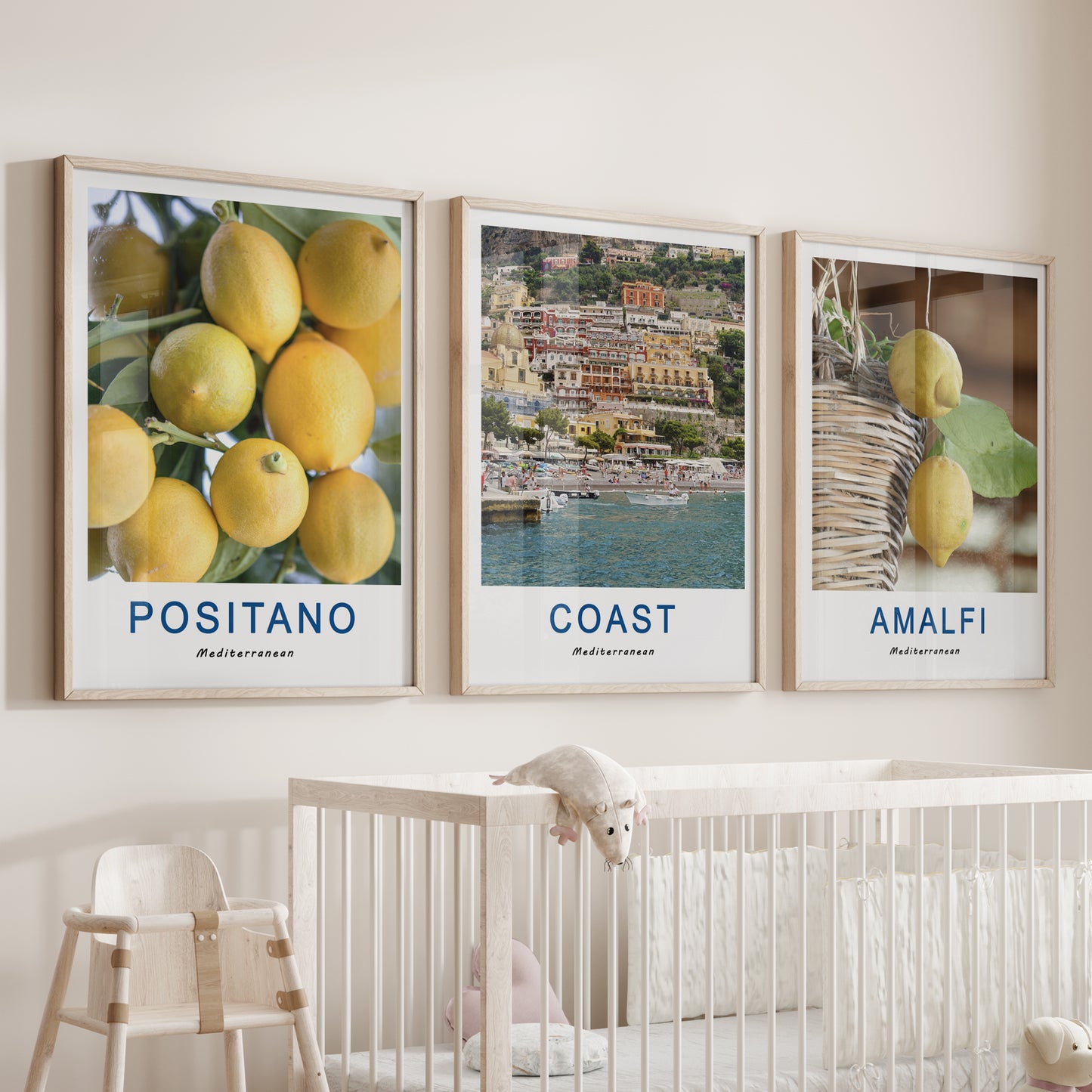 Italy Travel Decor Set of 3. Amalfi Lemons Wall Art Prints