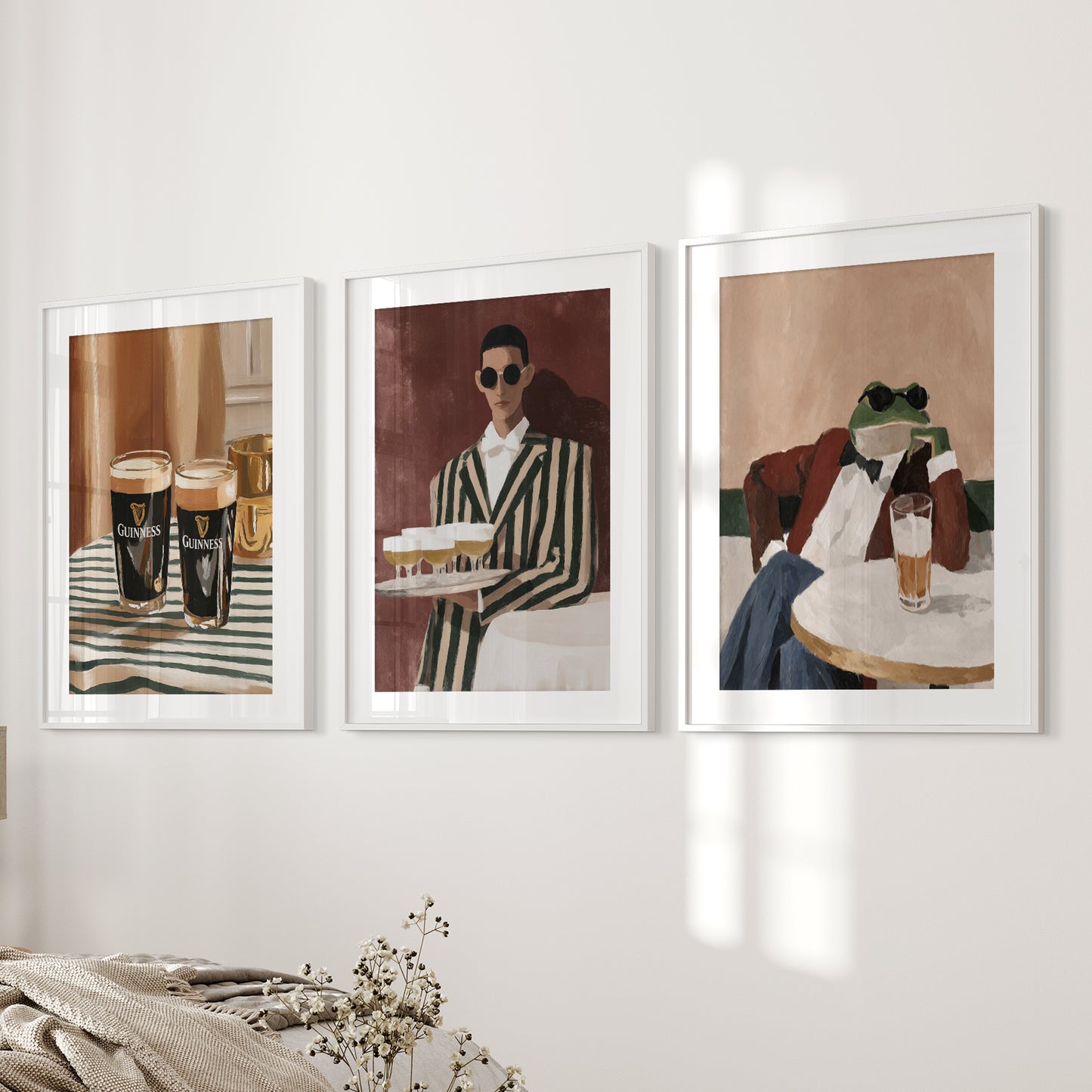Bar Wall Art Set of 3. Whimsical Eclectic Kitchen Decor
